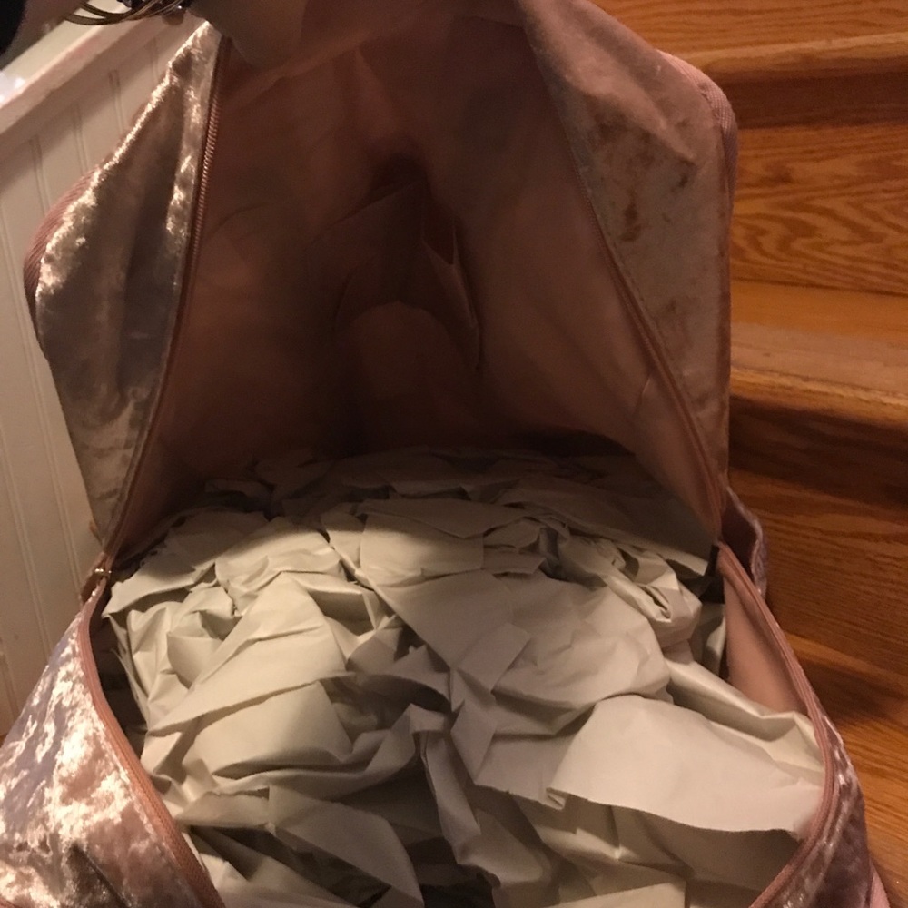 Pink crushed velvet tote large